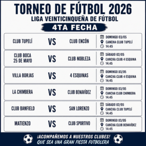 Se juega la 4ª fecha de la Liga Veinticinqueña: cronograma completo y expectativa en cada cancha