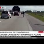 Polémica en San Vicente: un ciclista cayó tras una maniobra de una moto policial en Ruta 6