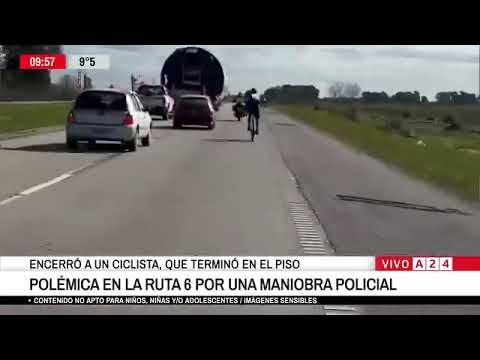 Polémica en San Vicente: un ciclista cayó tras una maniobra de una moto policial en Ruta 6